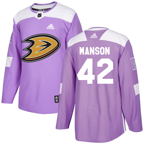 Adidas Ducks #42 Josh Manson Purple Authentic Fights Cancer Stitched NHL Jersey